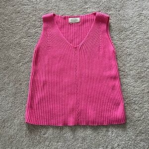 St. John’s bay hot Pink Ribbed Tank sweater knit top cotton shirt blouse